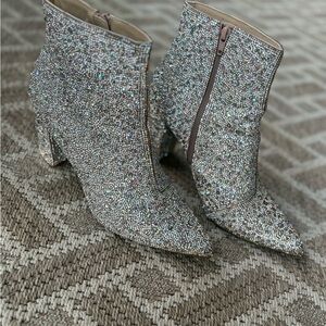 Sparkling Silver Ankle Booties